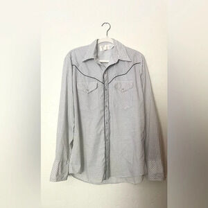 Vintage Caravan Pearl Snap Western Button‎ Down Size Large